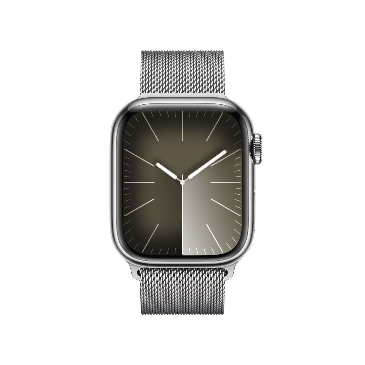 Apple watch series 9 GPS + Cellular 41 MM Silver Rustrfrit stål urkasse med sølvfarvet milanorem
