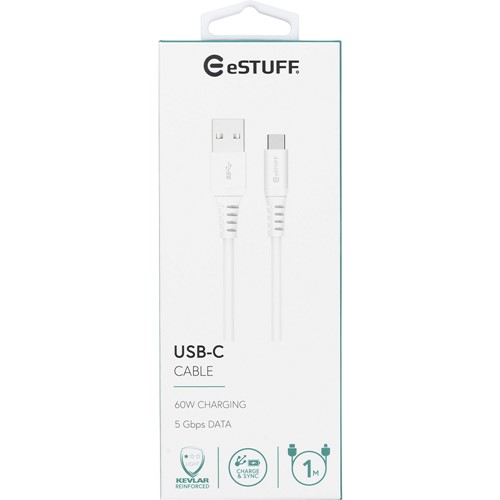 eSTUFF USB-C to A Cable 1m White