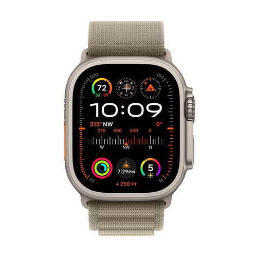 Apple Watch Ultra 2 GPS + Cellular, 49 MM Titanium Olive Alpine Loop - Medium