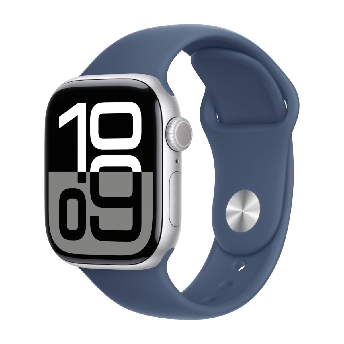 Apple Watch Series 10 GPS 42 mm sølv alum, denimblå sportsrem - S/M