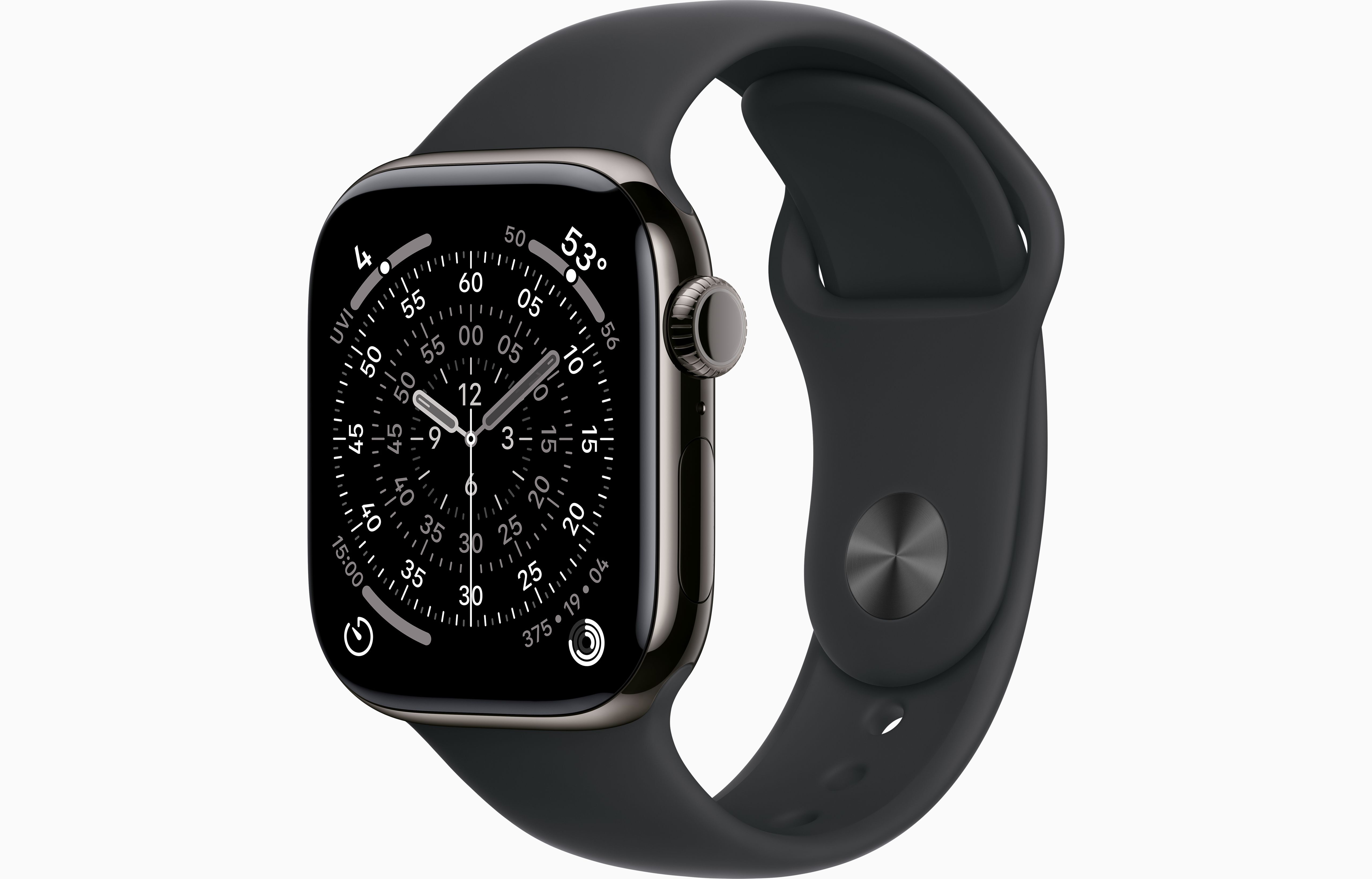 Apple Watch Series 11 GPS + Cellular 42mm Slate Titanium Case with Black Sport Band - S/M