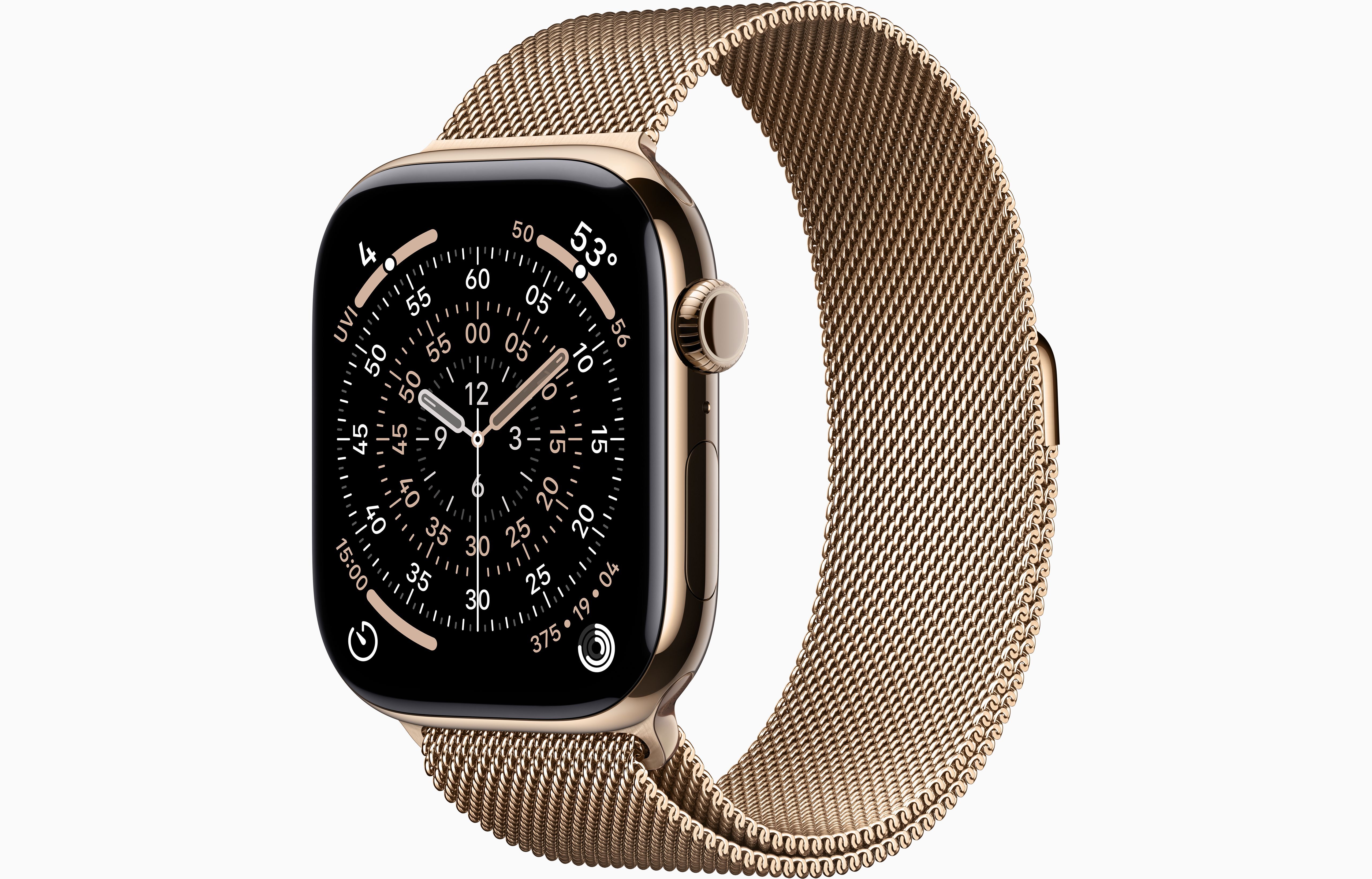 Apple Watch Series 11 GPS + Cellular 46mm Gold Titanium Case with Gold Milanese Loop - M/L