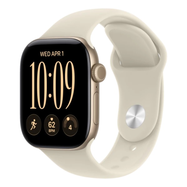 Apple Watch Series 12 GPS + Cellular 42 mm lyst guld aluminium, sand Sportsrem - S/M