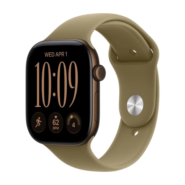 Apple Watch Series 12 GPS + Cellular 46 mm mørk bronze aluminium, olivengrøn Sportsrem - S/M