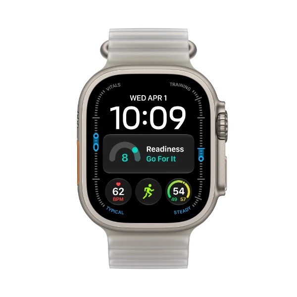 Apple Watch Ultra 4 GPS + Cellular 49 mm naturlig titanium, halvtransparent grå Ocean-rem - 2.jpg