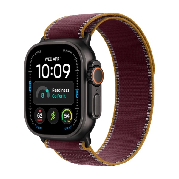Apple Watch Ultra 4 GPS + Cellular 49 mm sort titanium, bordeaux Trail Loop - M/L
